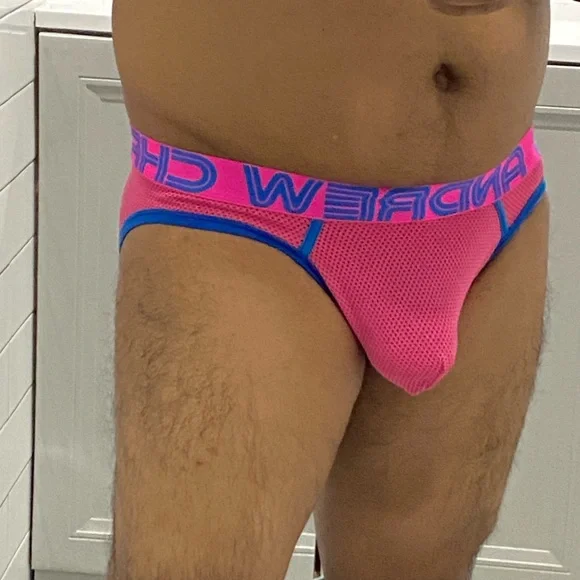 Andrew Christian Vibrant Pink and Blue Briefs underwear - Picture 5 of 6